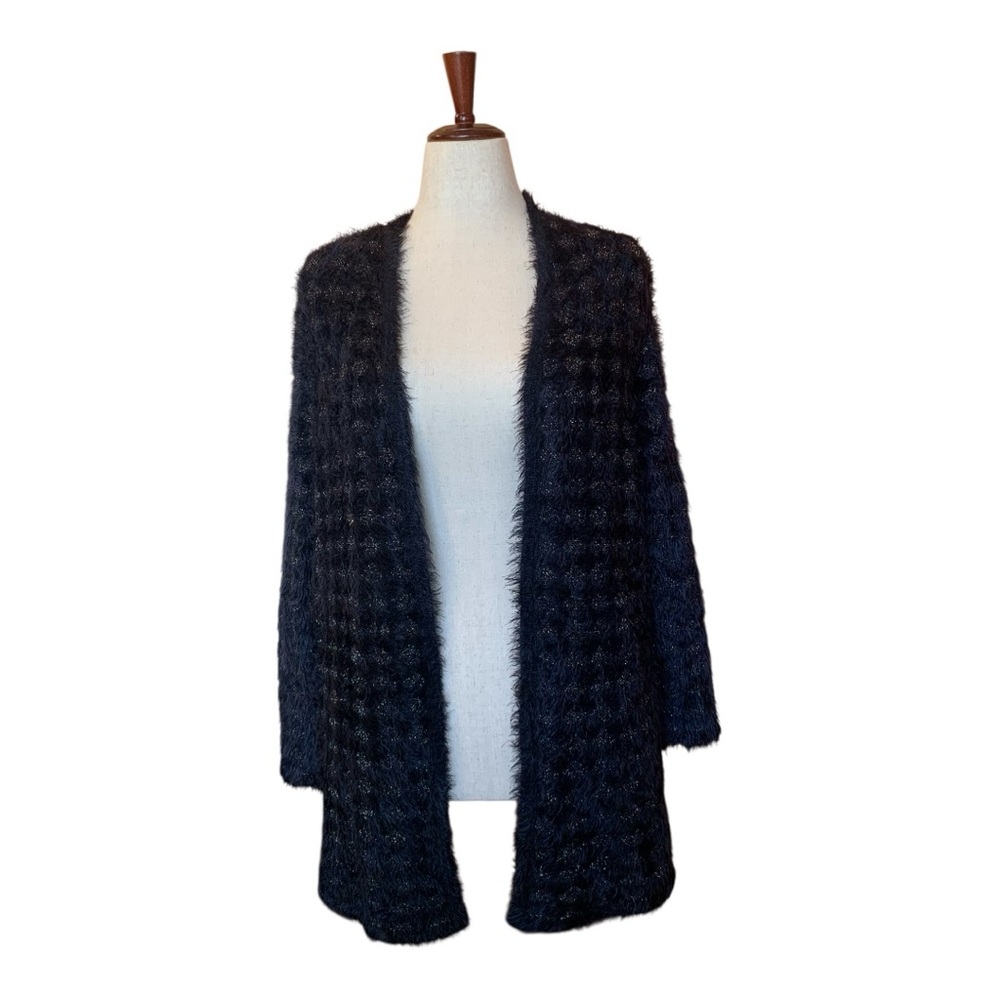 Alfani‎ Textured Black Brushed Cardigan Midi with Multi Colored Specs Size 1X